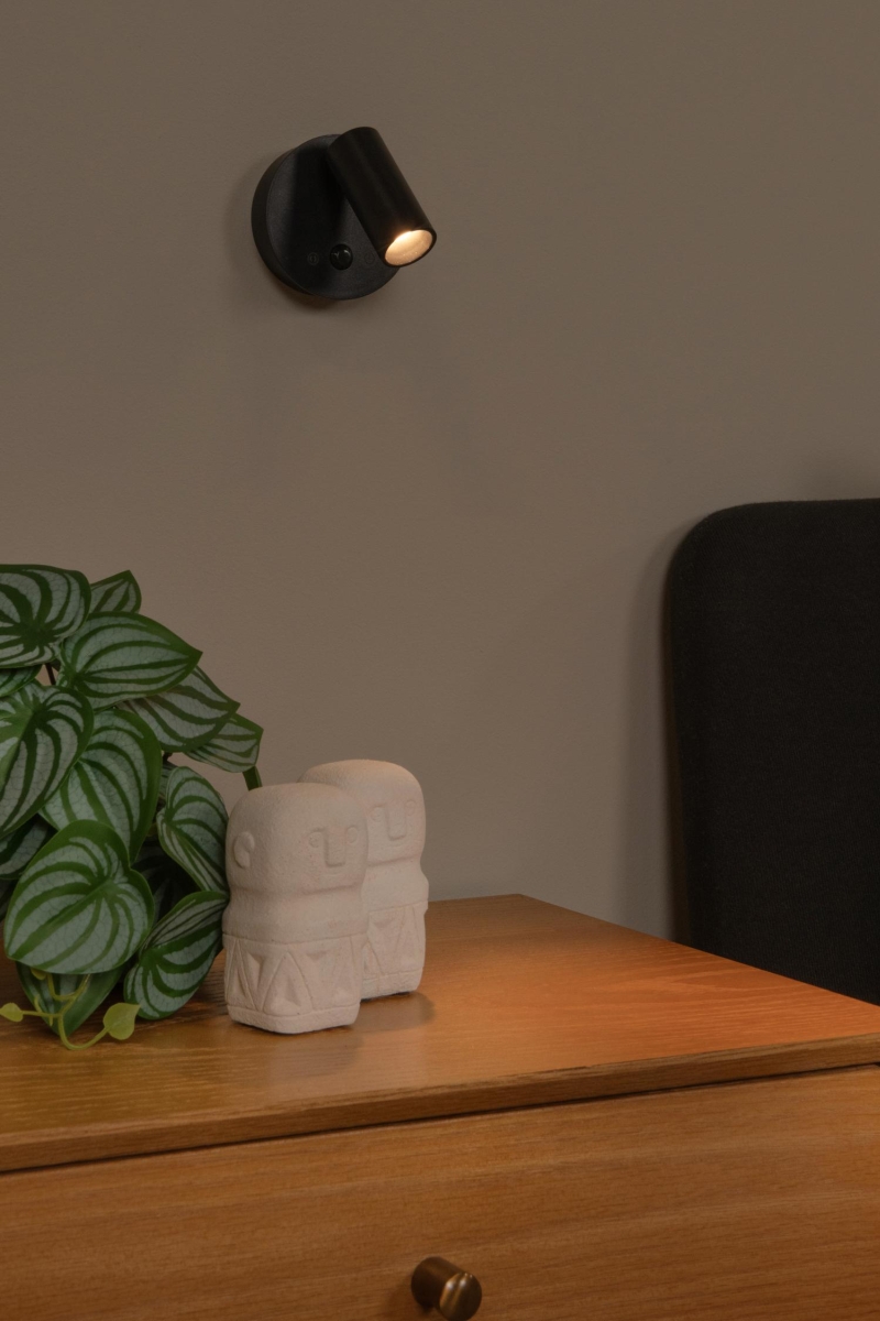 Lucide TONI - Rechargeable Wall spotlight / Wall light - Battery pack - Ø 8,1 cm - LED Dim. - CCT - 1x2W 2700K/4000K - Motion Sensor (deactivatable) - Magnetic - Black